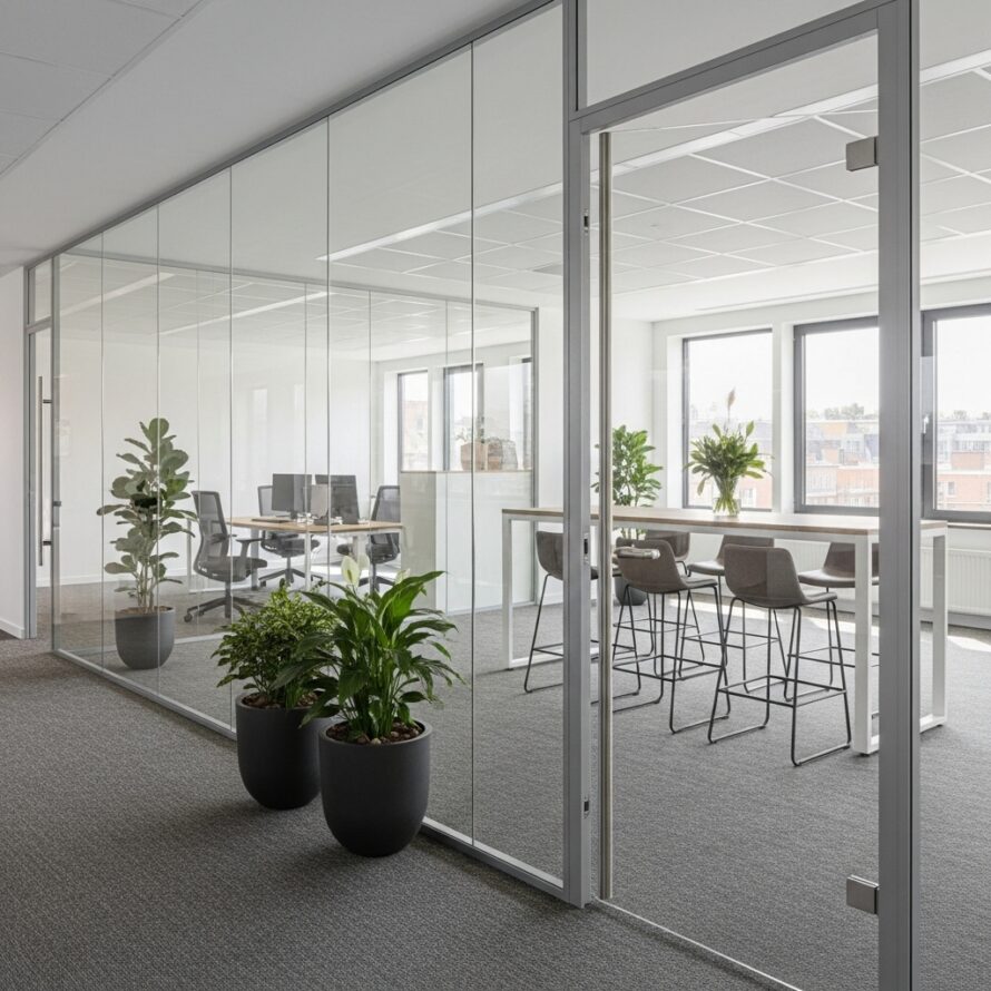 Kunststof plexiglas tussendeur kantoor vergaderruimte