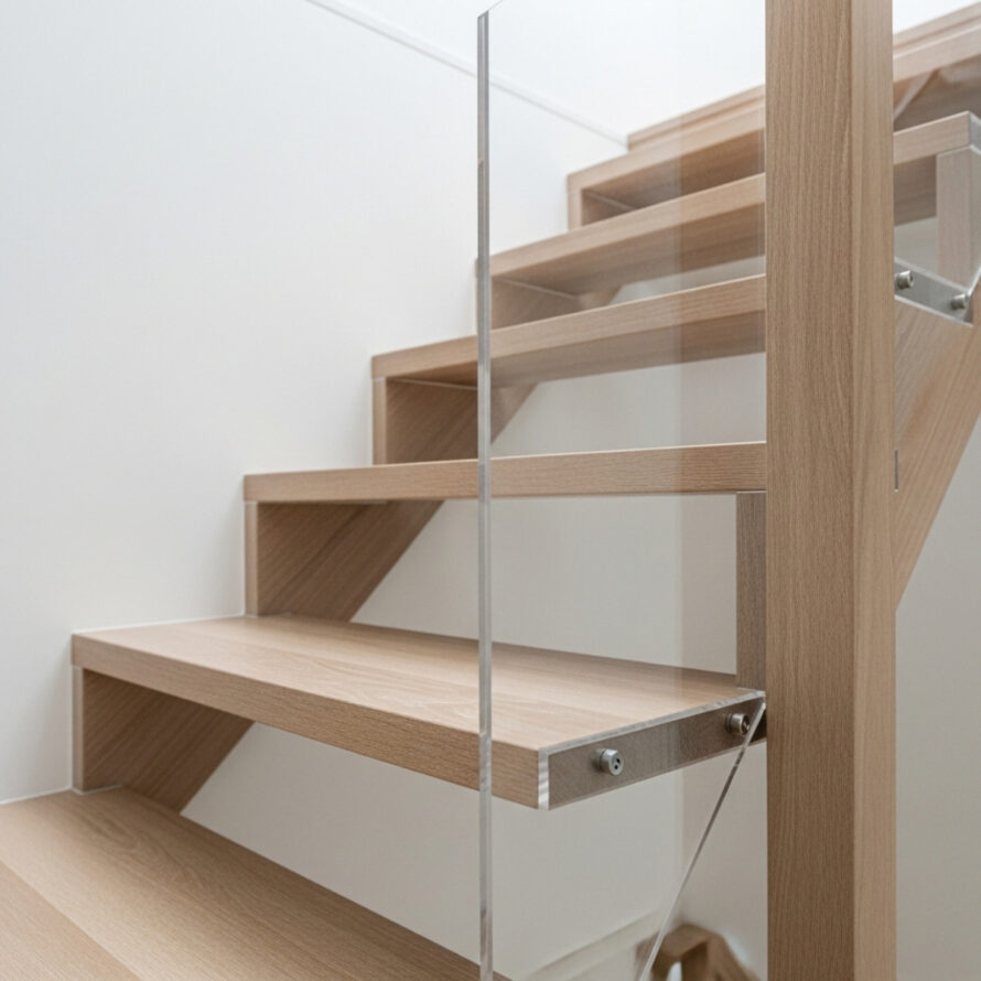 Trapwand van plexiglas helder