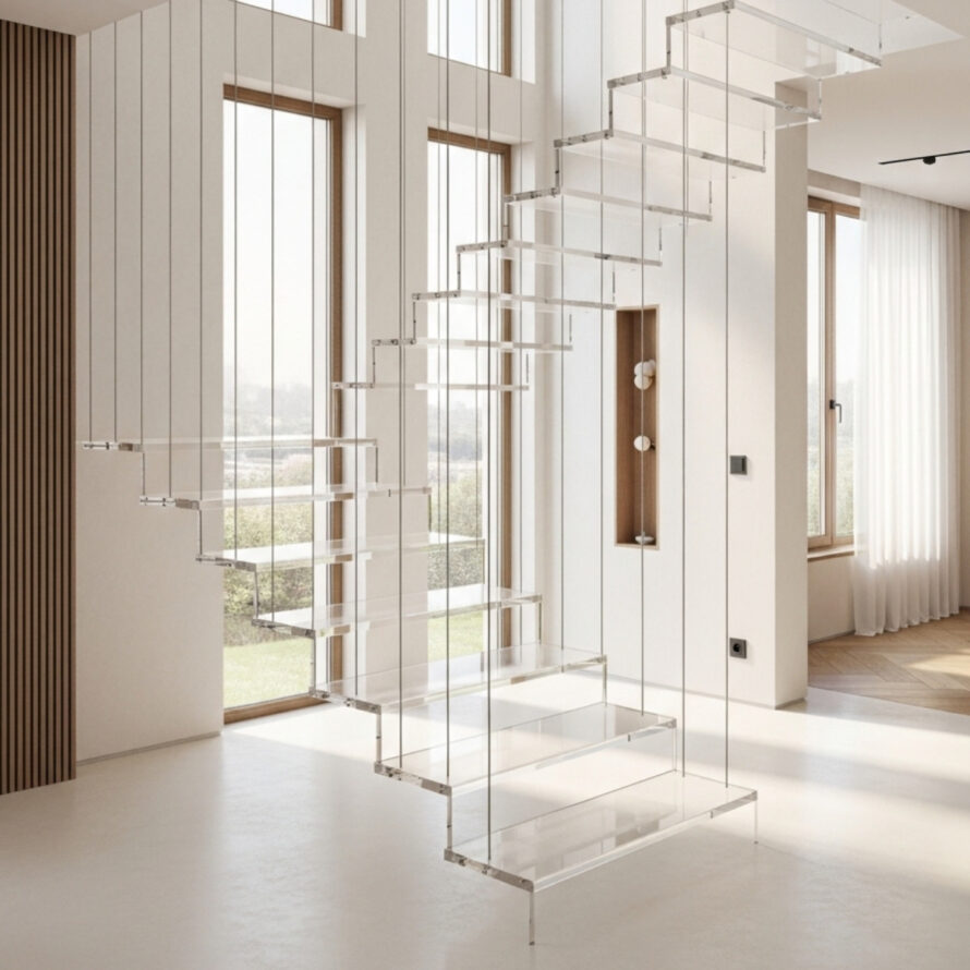 Zwevende plexiglas trap