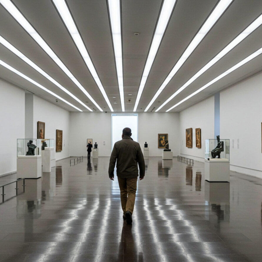 LED lichtpanelen massief polycarbonaat plafond kunstgalerie