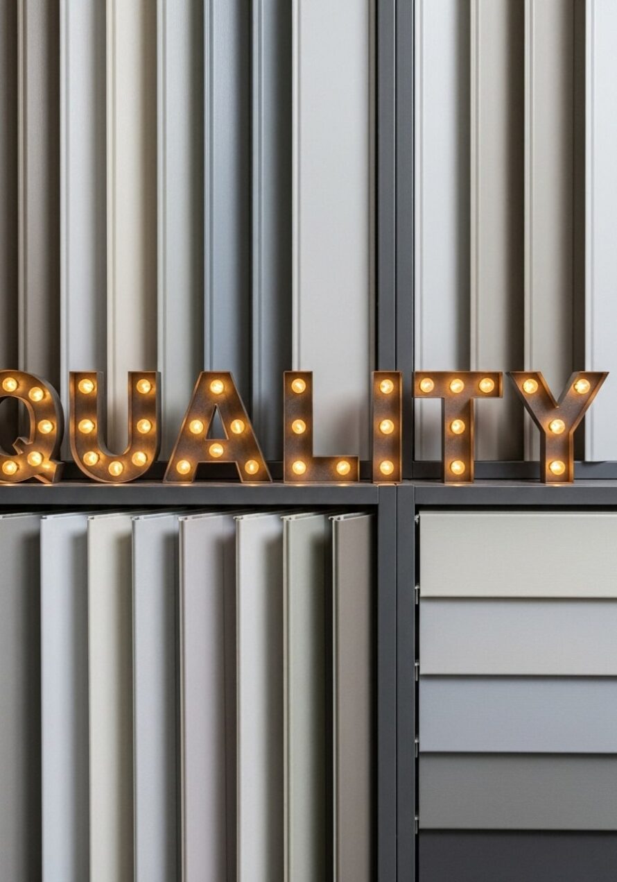 Marquee lichtletters in een showroom van plexiglas zwart