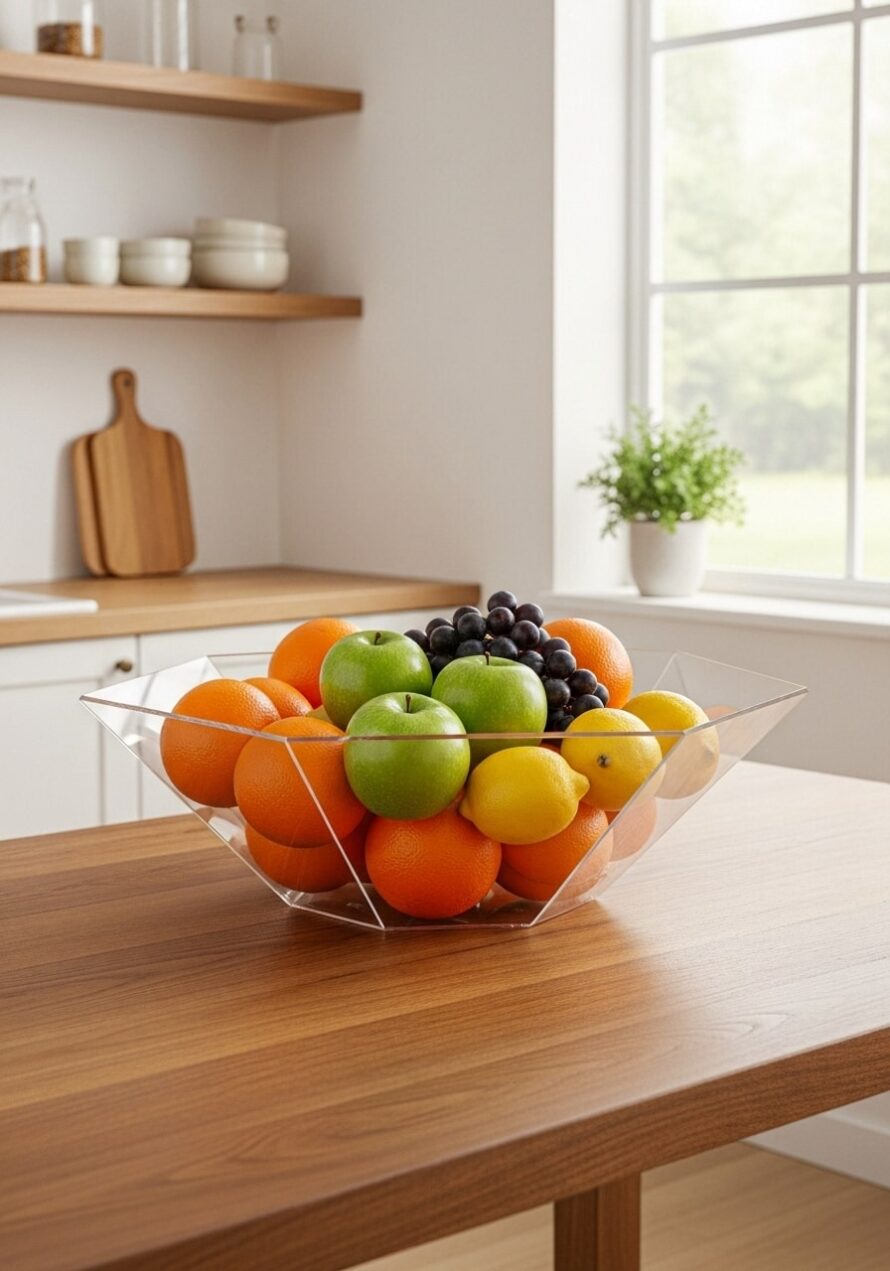 Abstracte fruitschaal kunststof helder