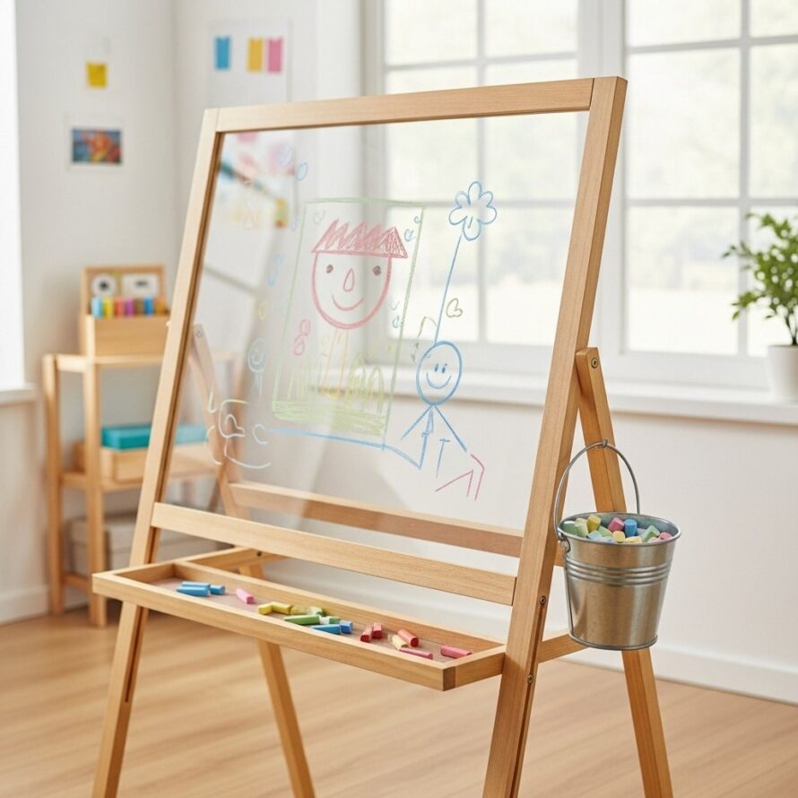 Schildersezel kinderschool van helder plexiglas