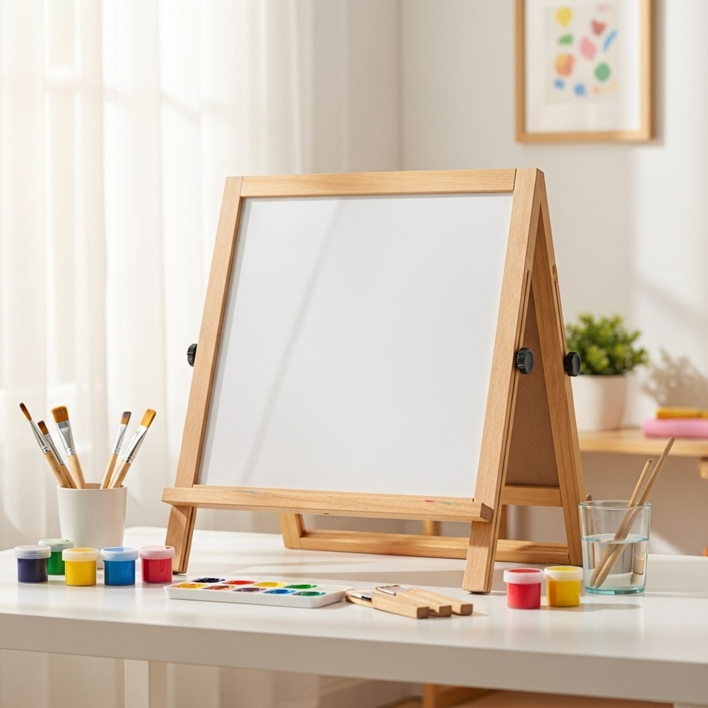 Schildersezel met een wit acryl plaat