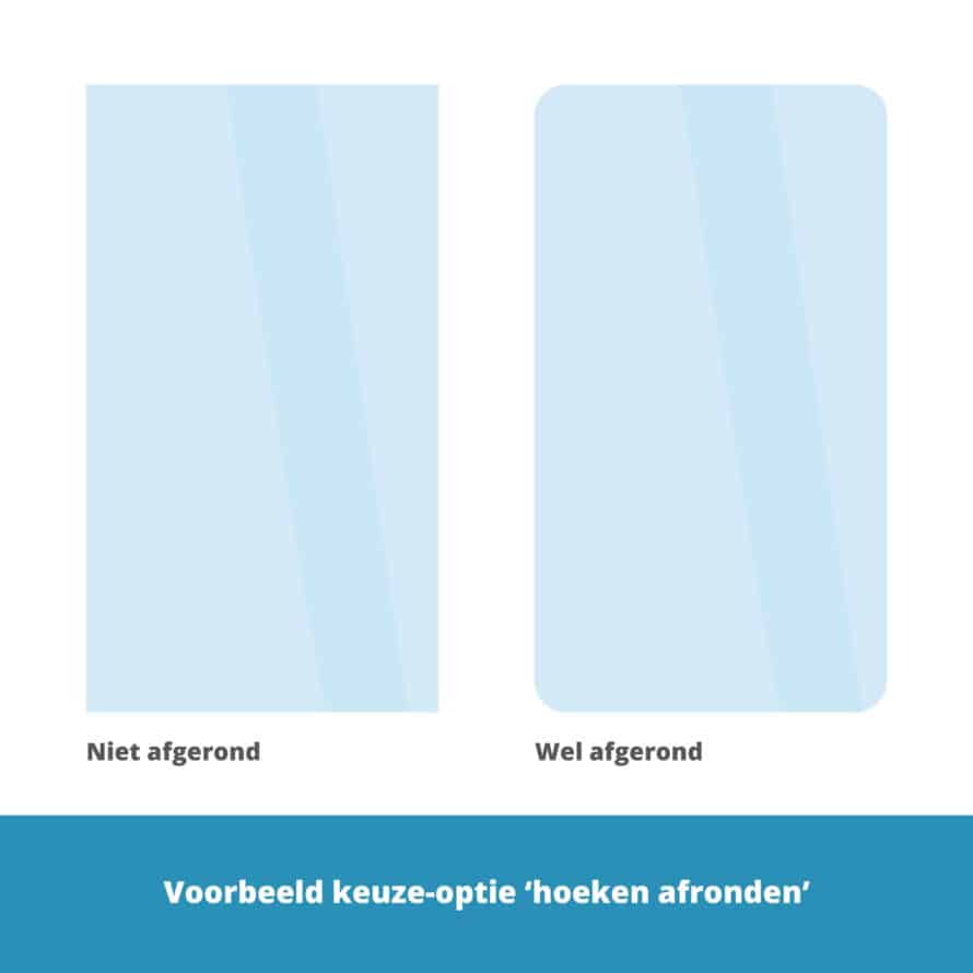 Voorbeeld keuze-optie 'hoeken afronden'