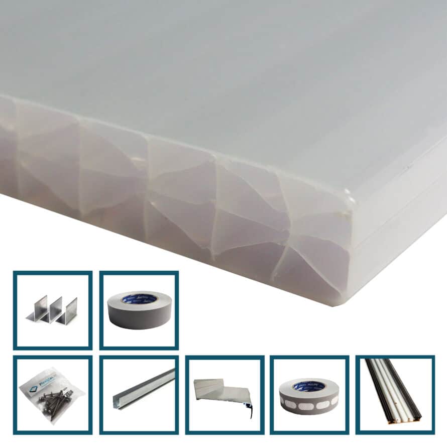 polycarbonaat kanaalplaten set opaal