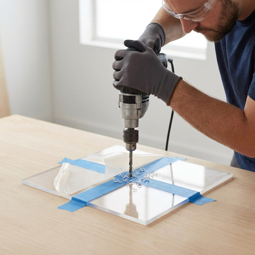 Plexiglas boren met tape