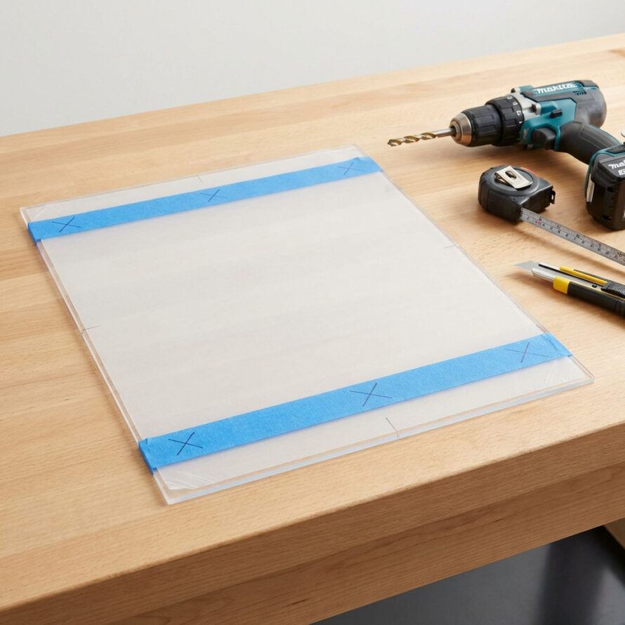 Plexiglas boren voorbereiding