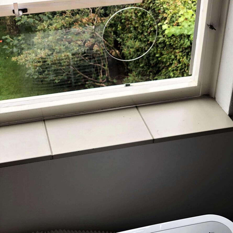 raamafdichting plexiglas airco met gat voor slang