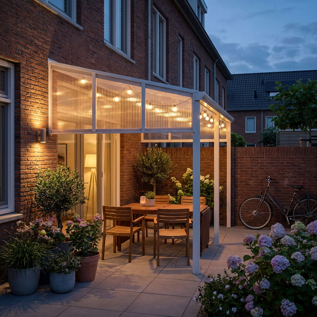 overkapping aan huis met kanaalplaten