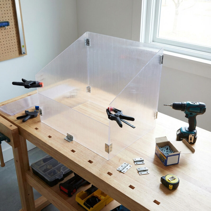 Zelfgemaakte kweekbak met plantjes.