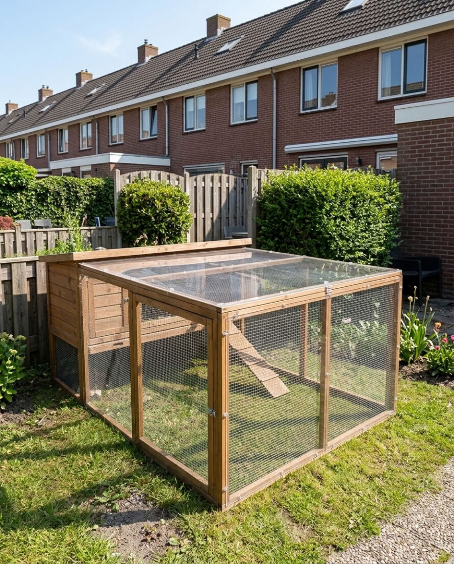 Konijnenren met plexiglas