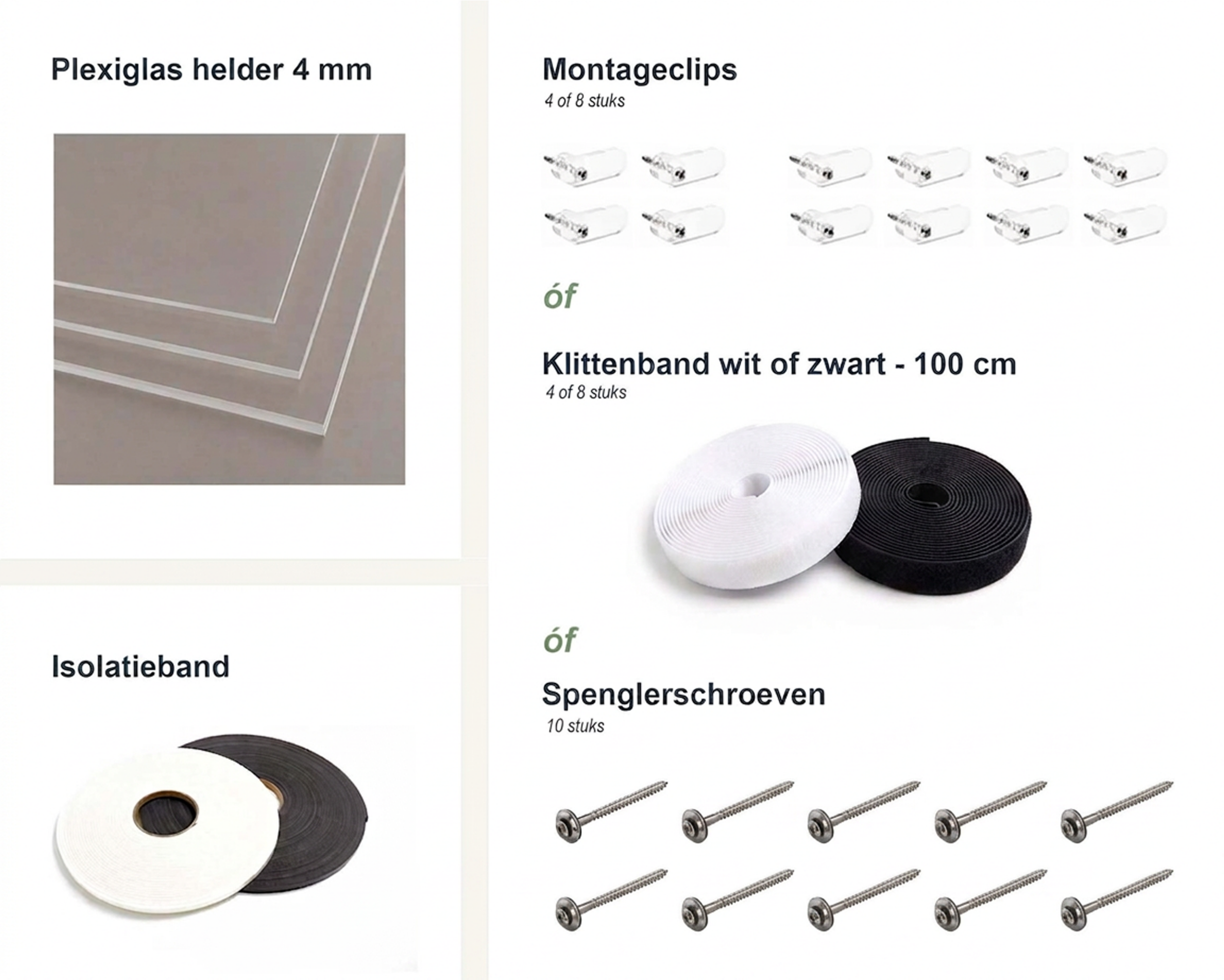 Montage materiaal voorzetraam plexiglas budget