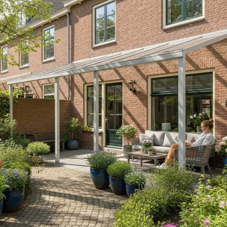 Kunststof terrasoverkapping achtertuin
