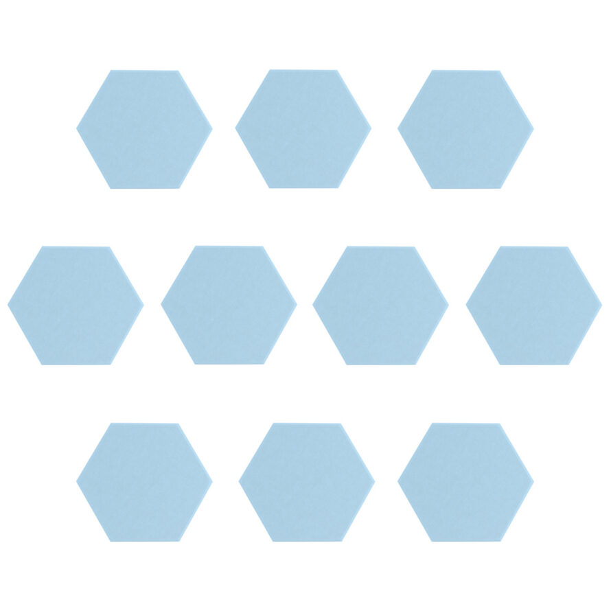 Ocean blue akoestisch vilt hexagon set 10 stuks 9 mm
