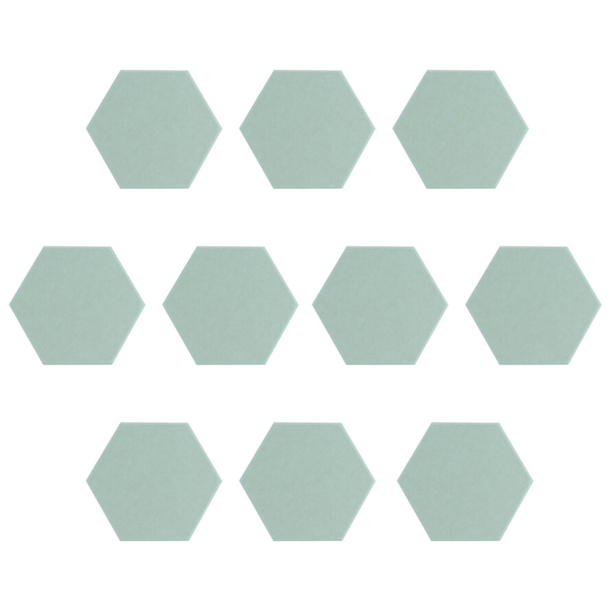 Ocean green akoestisch vilt hexagon set 10 stuks 9 mm