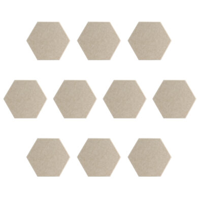 Sand brown akoestisch vilt hexagon set 10 stuks 9 mm