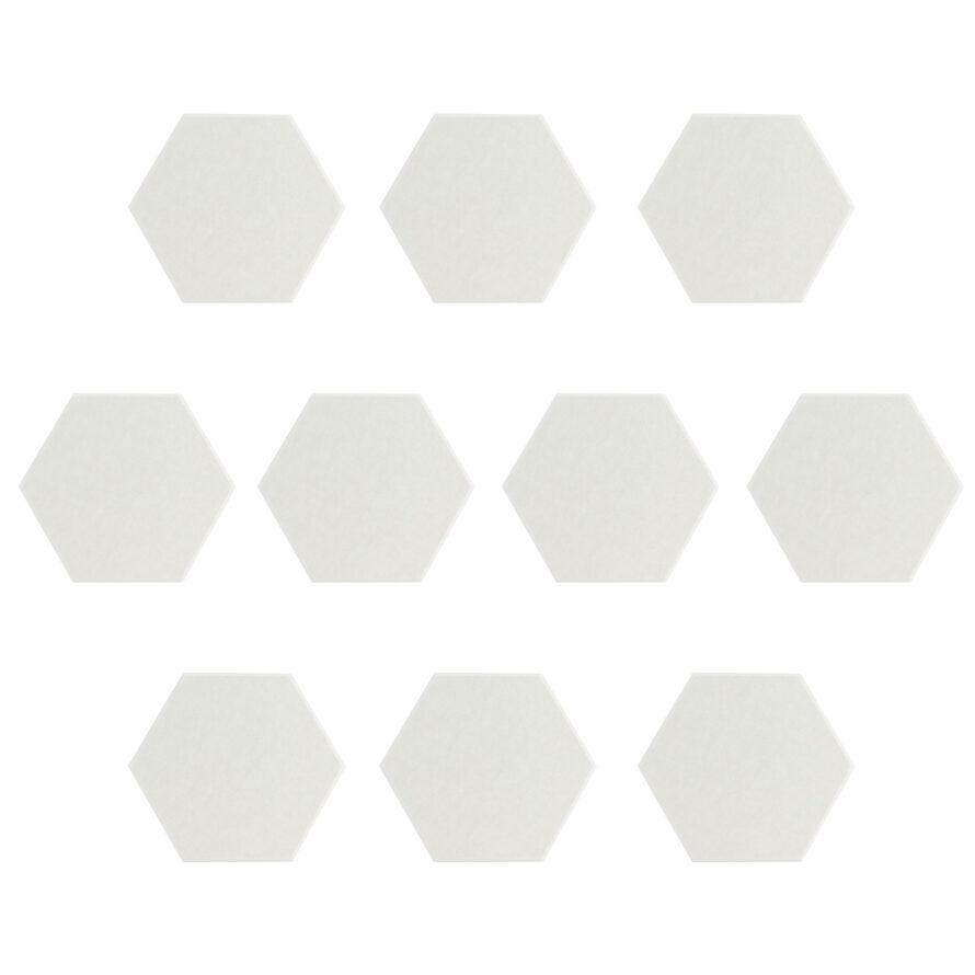 Snow white akoestisch vilt hexagon set 10 stuks 9 mm