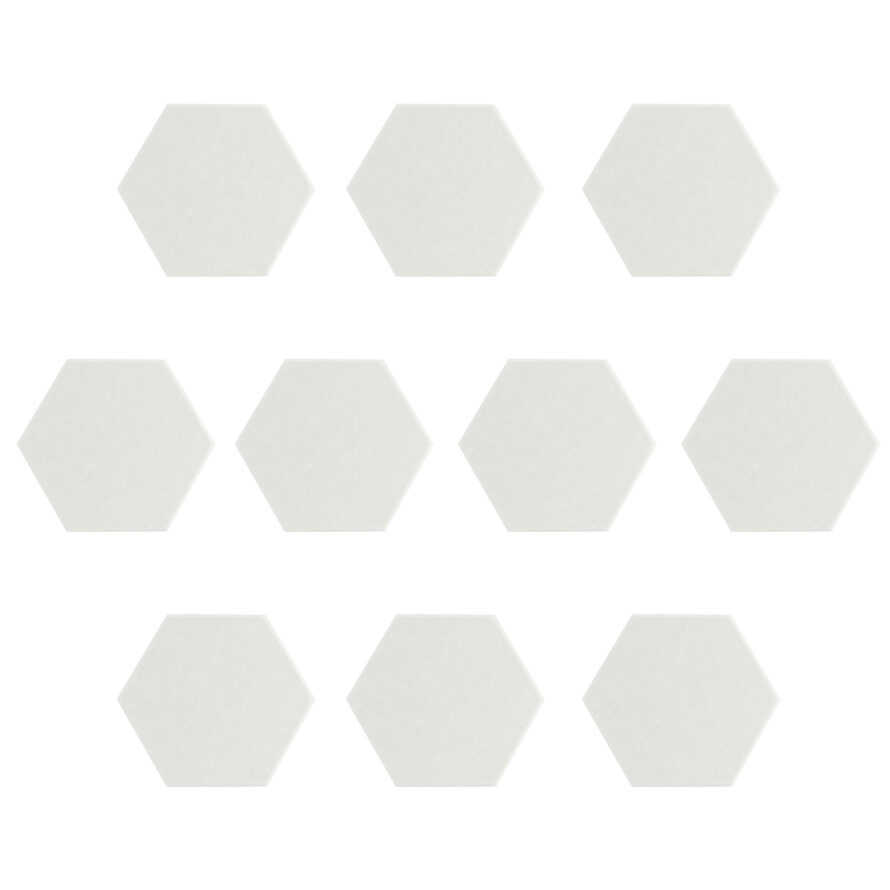 Snow white akoestisch vilt hexagon set 10 stuks 9 mm