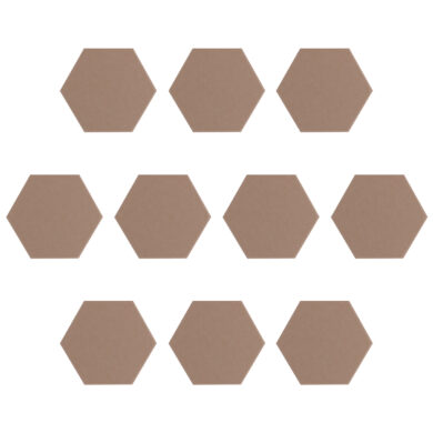 Coffee brown akoestisch vilt hexagon set 10 stuks 9 mm