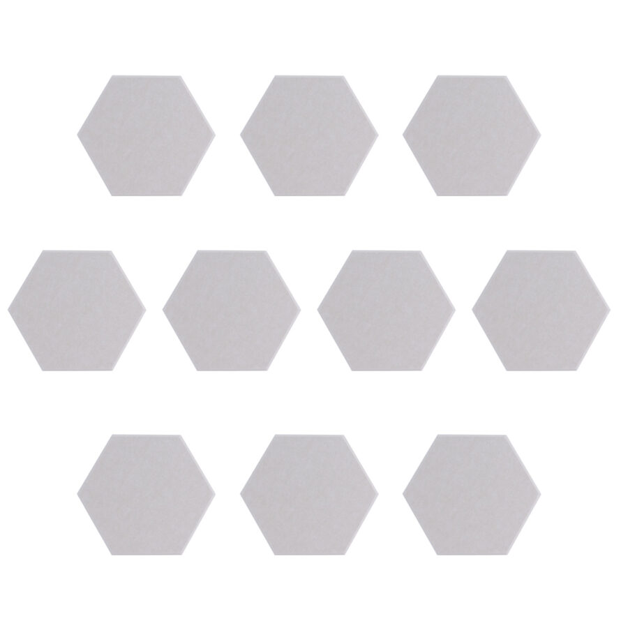 Foggy grey akoestisch vilt hexagon set 10 stuks 9 mm