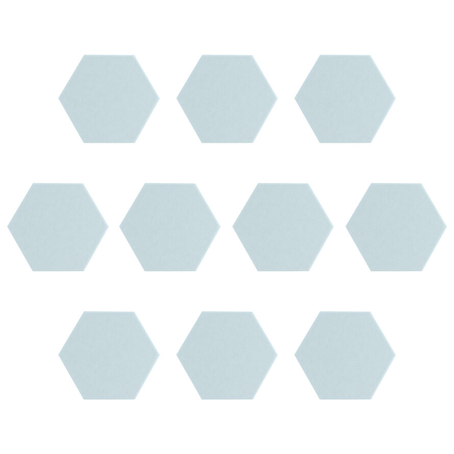Light Turquoise akoestisch vilt hexagon set 10 stuks 9 mm