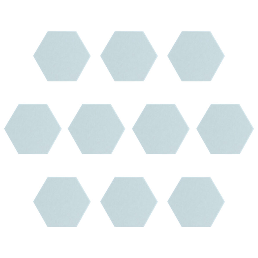 Light Turquoise akoestisch vilt hexagon set 10 stuks 9 mm