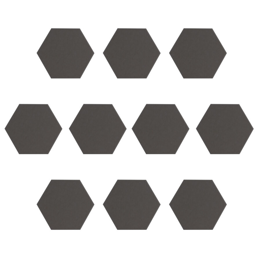 Midnight black akoestisch vilt hexagon set 10 stuks 9 mm