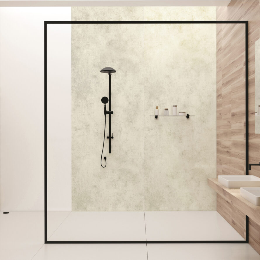 beige beton wandpaneel badkamer pvc