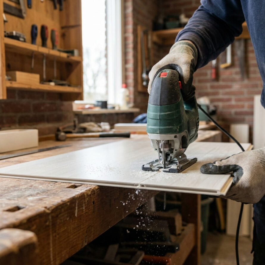 Op maat gezaagd paneel ligt klaar voor montage, met focus op kwaliteit en precisie.