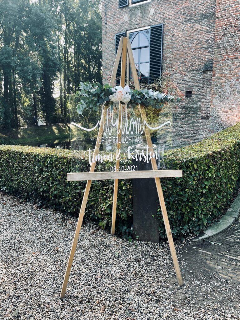 welkomstbord bruiloft PMMA
