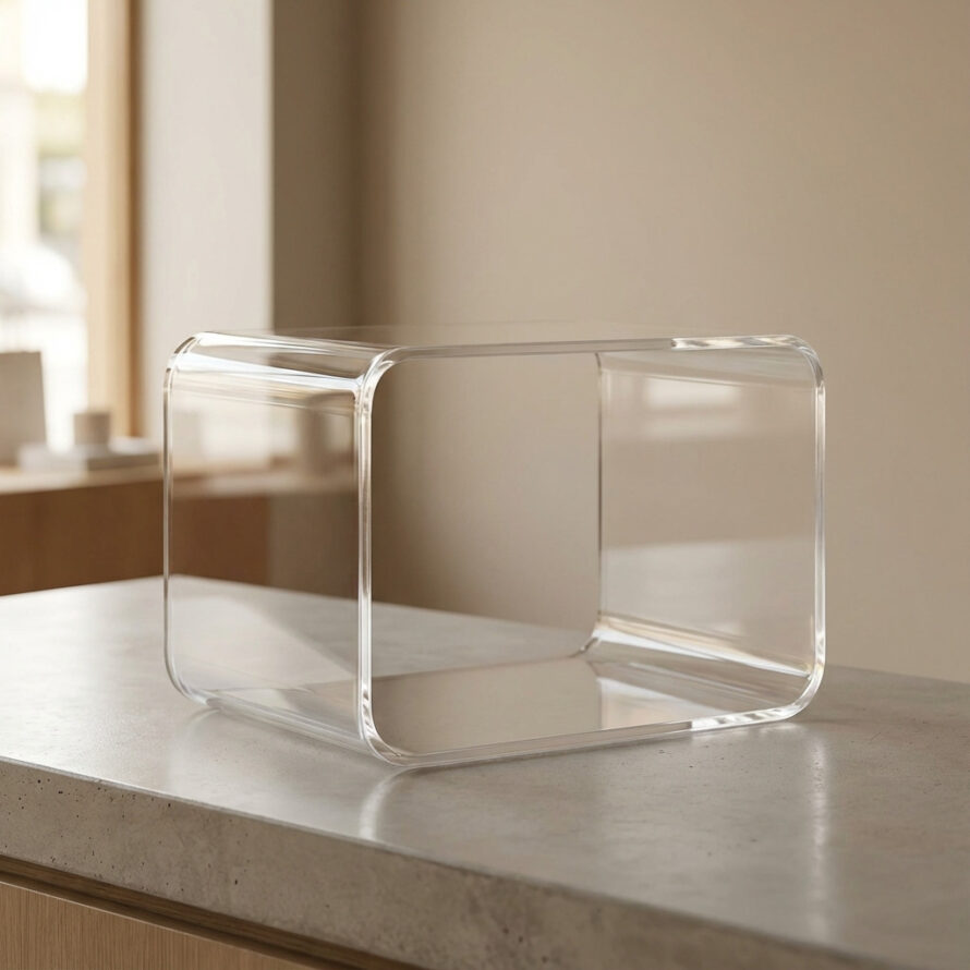 Acryl balie display van helder plexiglas voor het presenteren van producten.