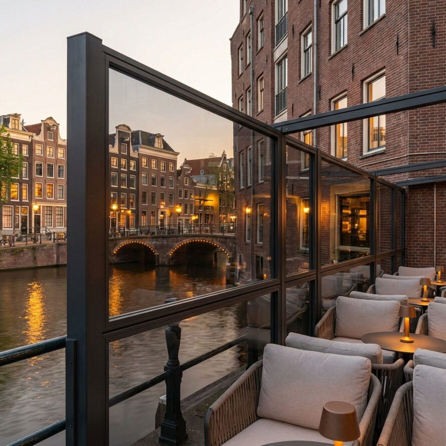 Kunststof windscherm van UV-bestendig plexiglas met aluminium frame