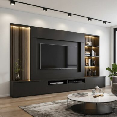Cinewall maken met aluminium composiet zwart met akoestische panelen