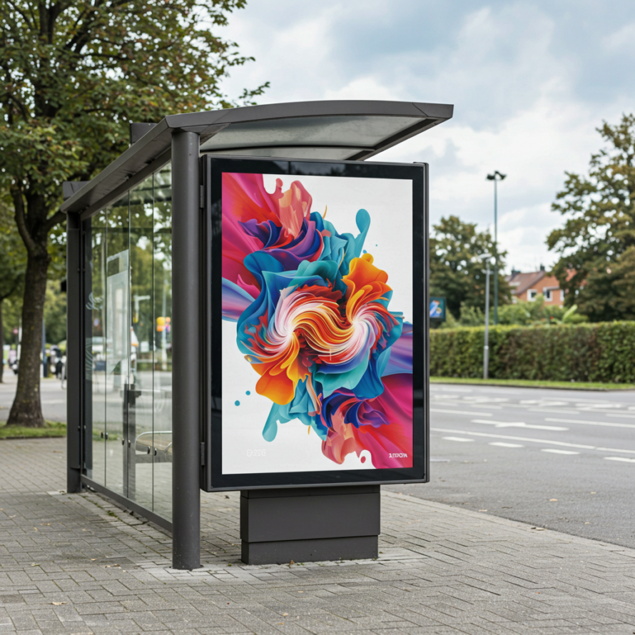 Abri met buitenreclame