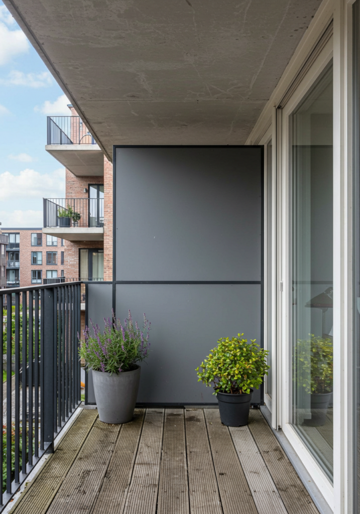 HPL compactplaat balkonafscheiding lichtgrijs