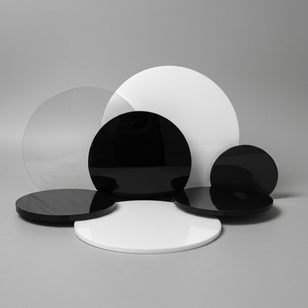 Plexiglas pmma rond zwart, wit en helder