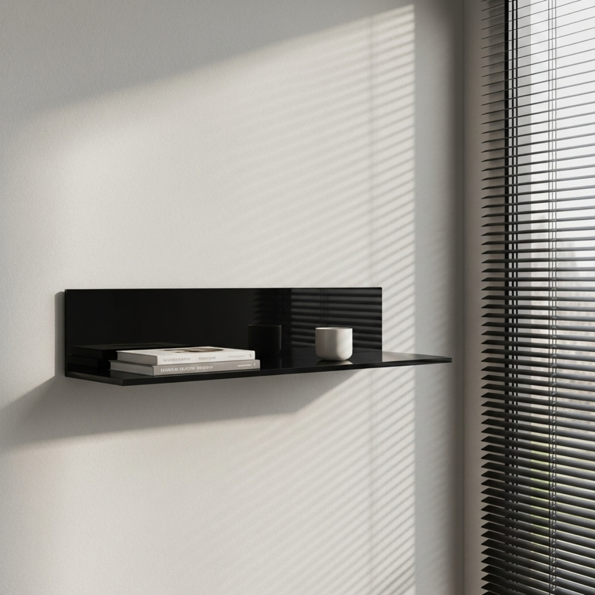 Zwart plexiglas wandplank