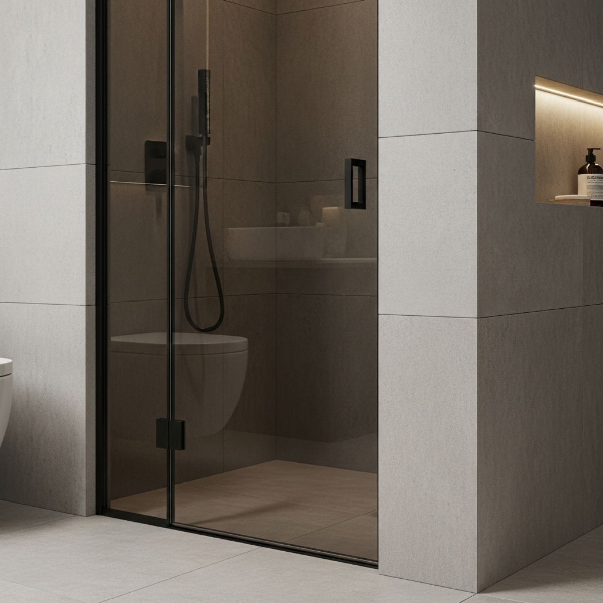 Smoke plexiglas rookglas douchedeur moderne badkamer