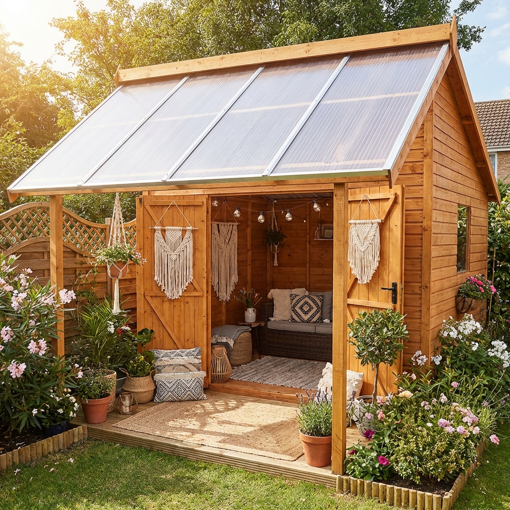 Heldere polycarbonaat platen kanaalplaten schuurtje tuinschuur