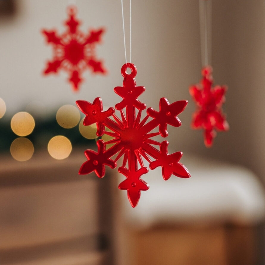 Kerstdecoratie rood plexiglas lasersnijden