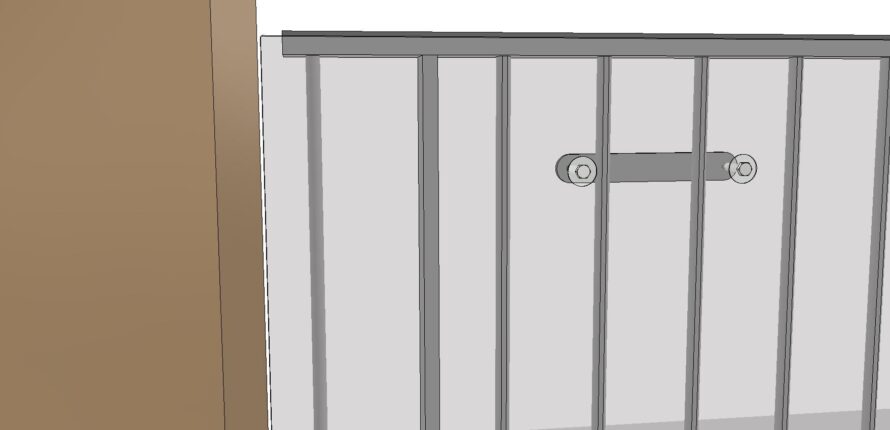 Balustrade met brede verticale spijlen en minimalistisch frame