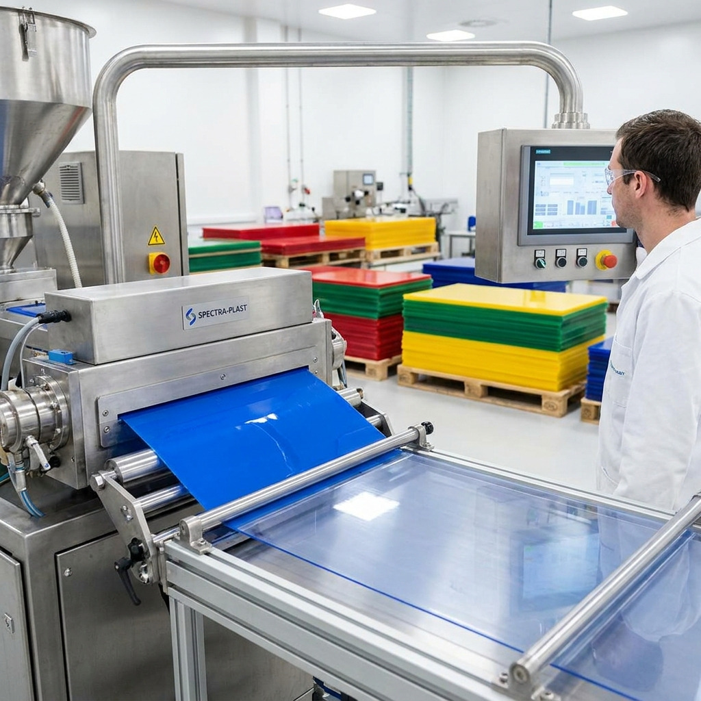 Blauw plexiglas productie