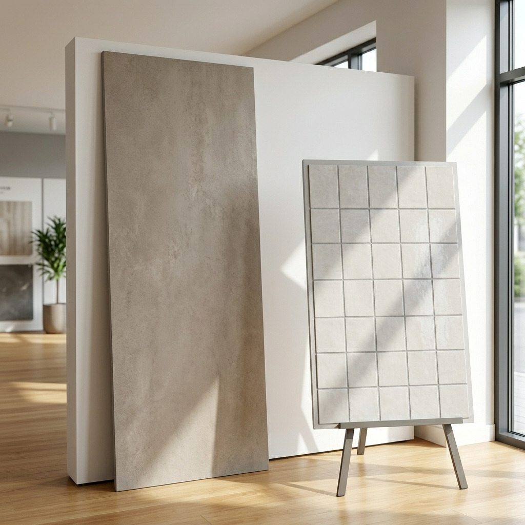 Grote badkamerwandpanelen klaar voor montage in een moderne badkamer renovatie.