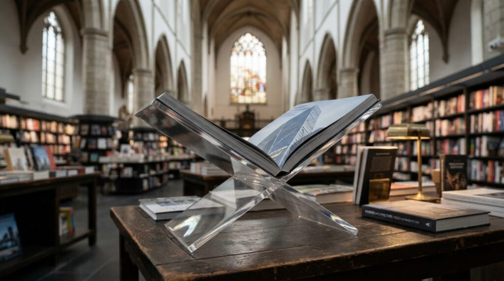 Boekenstandaard plexiglas helder