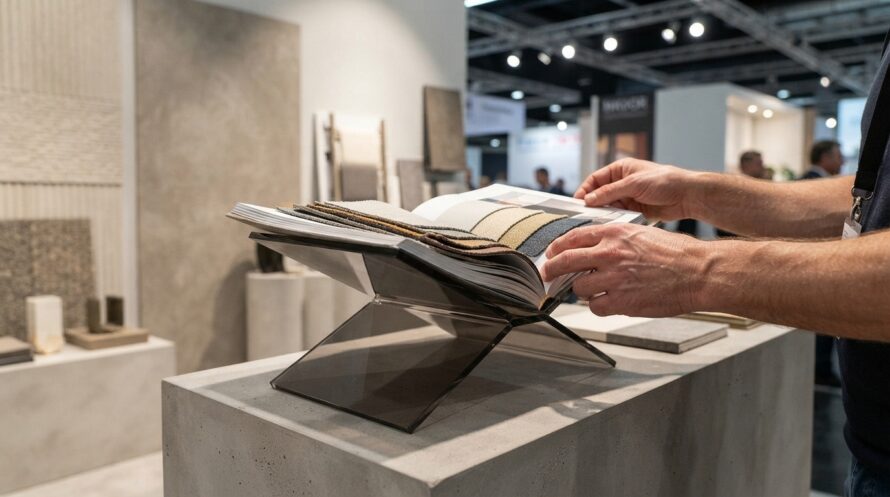 Boekenstandaard plexiglas smoke grijs