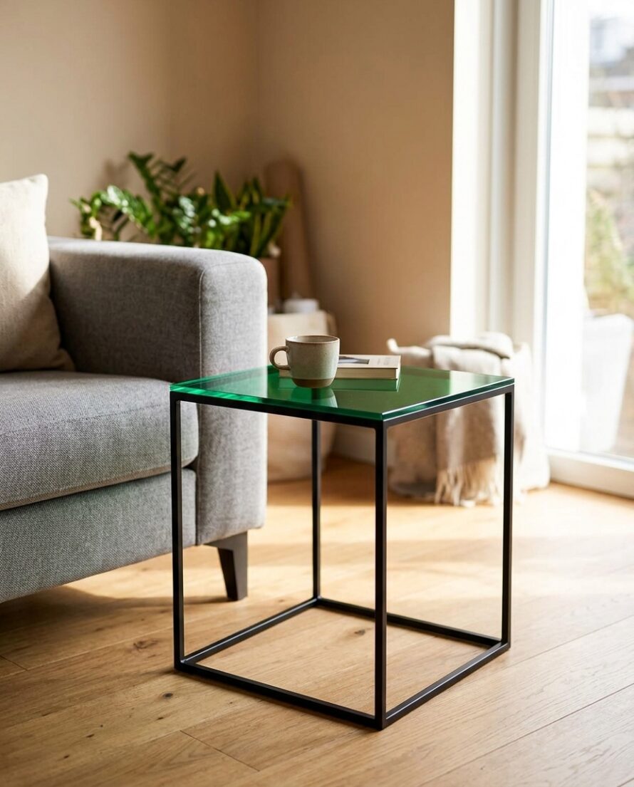 Groen tafelblad plexiglas bijzettafel