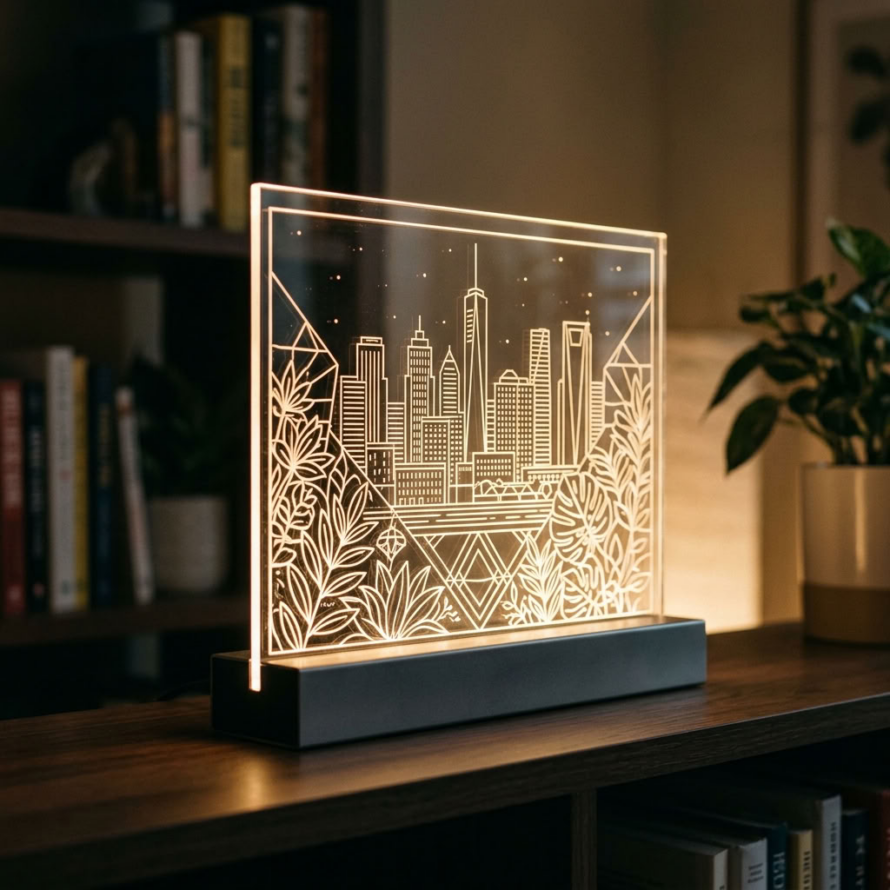 Plexiglas plaat helder ledverlichting skyline