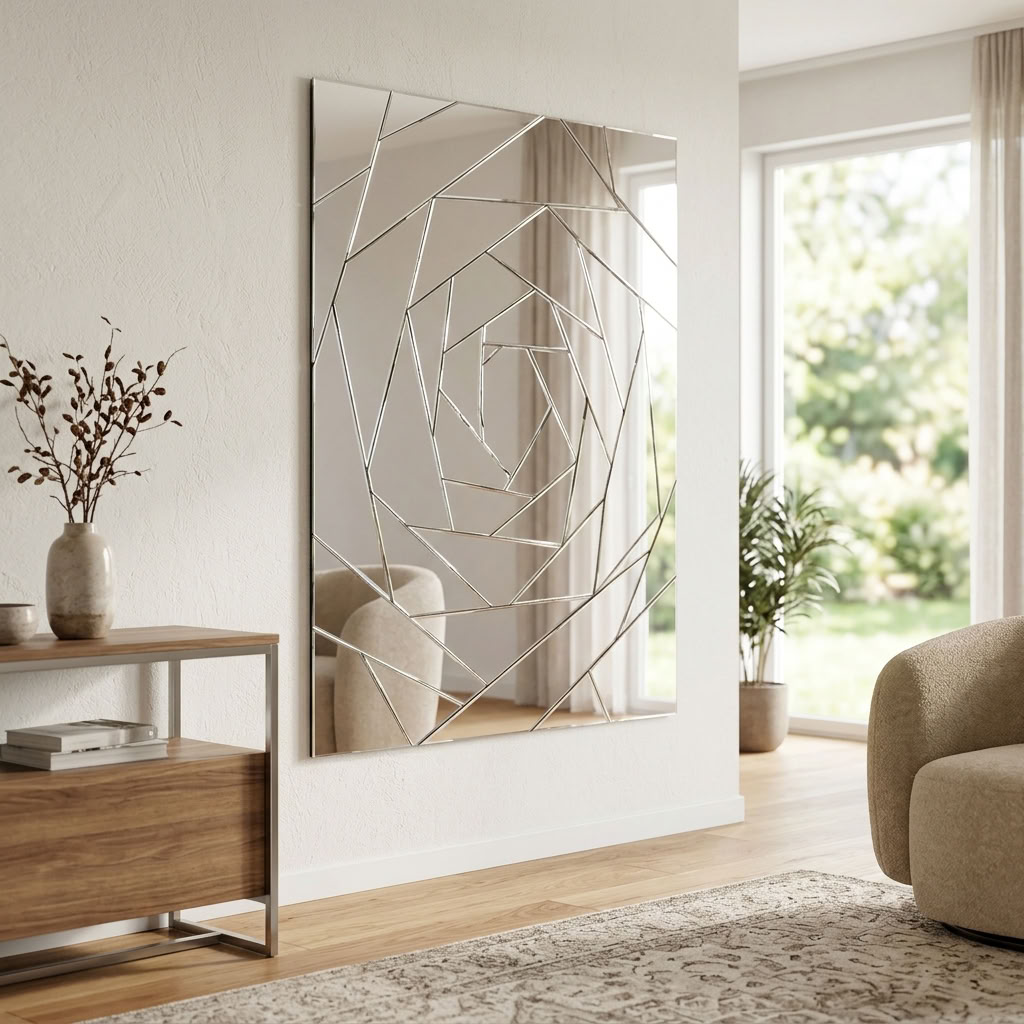 Plexiglas spiegel zilver mozaïek kunstwerk